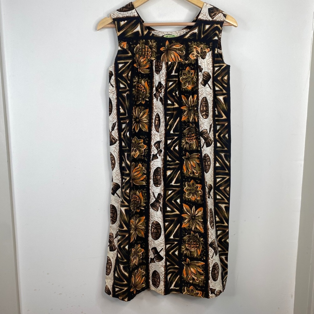 VTG 60s Ui Maikai Dress S Hawaiian Made Floral Sleeveless MuMu Shift Mini Resort